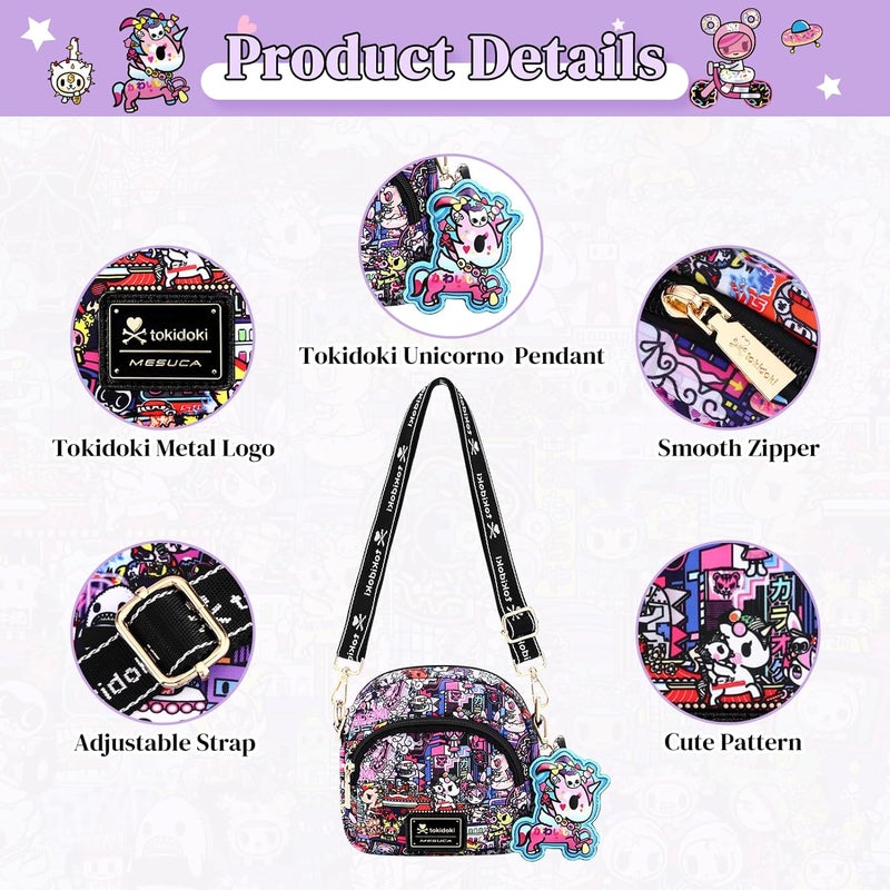Tokidoki Small Crossbody Purse with Unicorno Keychain Cute Mini Shoulder Bag Wallet Gift for Teen Girls Shopping Travel - Image 4